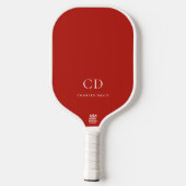 Raquette De Pickleball Initiales de monogramme rouge nom (Verso)