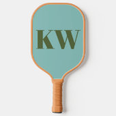 Raquette De Pickleball Initiales de Monogramme Vert Bleu Moderne Personna (Verso)
