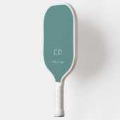 Raquette De Pickleball Initiales de monogramme vert cyan foncé (Gauche)