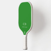 Raquette De Pickleball Initiales de monogramme vert forêt nom (Gauche)