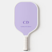 Raquette De Pickleball Initiales de monogramme violet lavande nom (Verso)