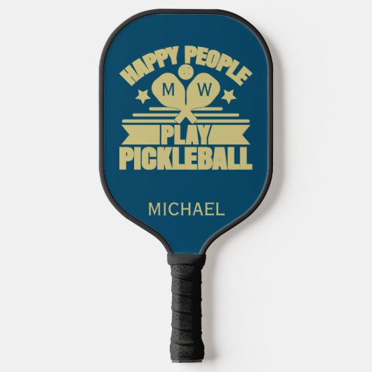 Raquette De Pickleball Initiales de nom personnalisé Turquoise et élégant (Recto)
