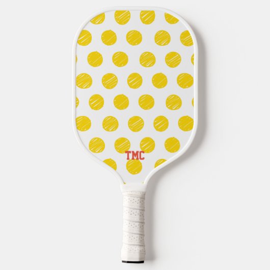 Raquette De Pickleball Initiales de Pickleball Polka Jaune Pointe Sports (Verso)