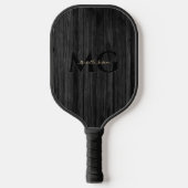 Raquette De Pickleball Initiales du Monogramme d'or en bois noir moderne (Recto)