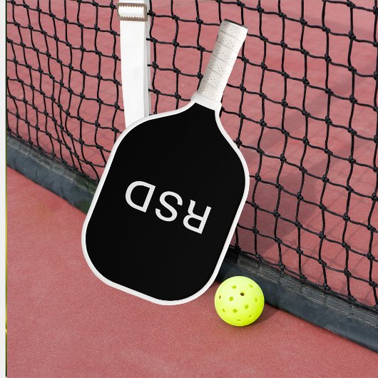 Raquette De Pickleball Initiales du monogramme noir et blanc