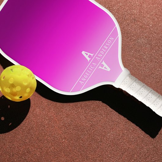 Raquette De Pickleball Initiales du monogramme rose chaud