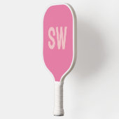 Raquette De Pickleball Initiales du monogramme rose moderne (Gauche)