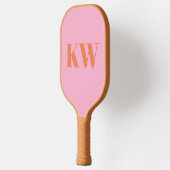 Raquette De Pickleball Initiales du Monogramme rose moderne personnalisée (Gauche)