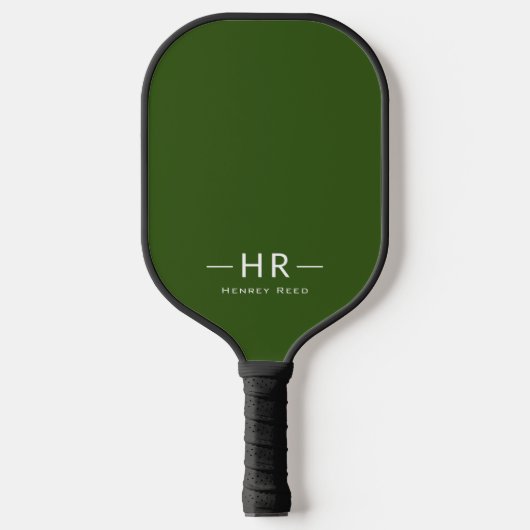 Raquette De Pickleball Initiales du Monogramme vert moderne (Recto)