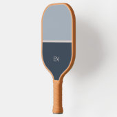 Raquette De Pickleball Initiales minimalistes bleues monogrammes modernes (Gauche)