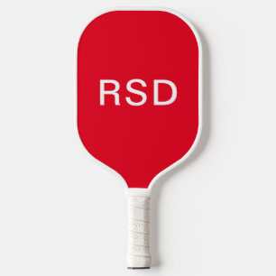 Raquette De Pickleball Initiales minimalistes de monogramme blanc rouge