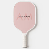 Raquette De Pickleball Initiales minimes de monogramme rose pâle modernes (Recto)