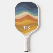 Raquette De Pickleball Initiales Monogramme de Coucher de Soleil Rétro On (Verso)