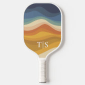 Raquette De Pickleball Initiales Monogramme de Coucher de Soleil Rétro On (Recto)