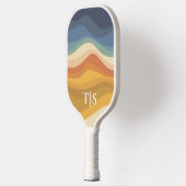 Raquette De Pickleball Initiales Monogramme de Coucher de Soleil Rétro On (Gauche)