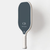 Raquette De Pickleball Initiales monogramme gris charbon nom (Gauche)