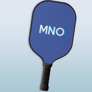 Raquette De Pickleball Initiales Monogramme Moderne Ombre Portée Bleu
