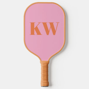 Raquette De Pickleball Initiales Monogramme Personnalisées Rose Orange Mo