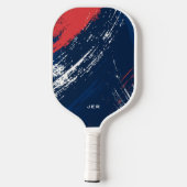 Raquette De Pickleball Initiales monogrammées avec peinture grunge rouge  (Verso)