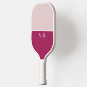 Raquette De Pickleball Initiales Monogrammées Modernes Rose (Gauche)