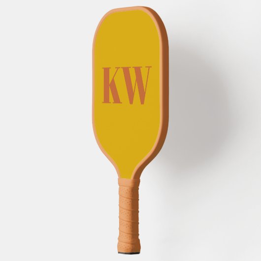 Raquette De Pickleball Initiales Monogrammes en terre cuite jaune Personn (Gauche)