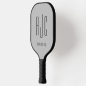 Raquette De Pickleball Initiales Monogrammes modernes Gris noir (Gauche)