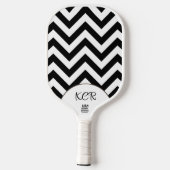 Raquette De Pickleball Initiales Motif noir blanc foncé (Verso)