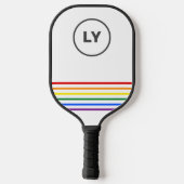 Raquette De Pickleball Initiales personnalisées gay pride triées | Blanc (Verso)