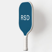 Raquette De Pickleball Initiales simples de Monogramme Bleu Blanc Moderne (Gauche)