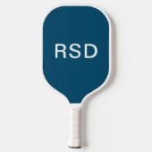 Raquette De Pickleball Initiales simples de Monogramme Bleu Blanc Moderne (Verso)