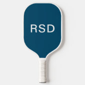Raquette De Pickleball Initiales simples de Monogramme Bleu Blanc Moderne (Recto)