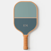 Raquette De Pickleball Initiales simples de monogramme bleu vert (Recto)