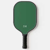Raquette De Pickleball Initiales simples de monogramme vert foncé (Verso)