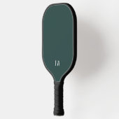 Raquette De Pickleball Initiales simples de Monogramme vert foncé moderne (Gauche)