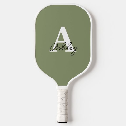 Raquette De Pickleball Initiales simples de monogramme vert Sage (Verso)