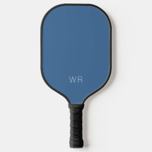 Raquette De Pickleball Initiales simples Elégant moderne Lumière Marine B