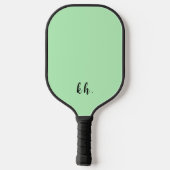 Raquette De Pickleball Initiales simples et modernes de monogramme vert (Verso)
