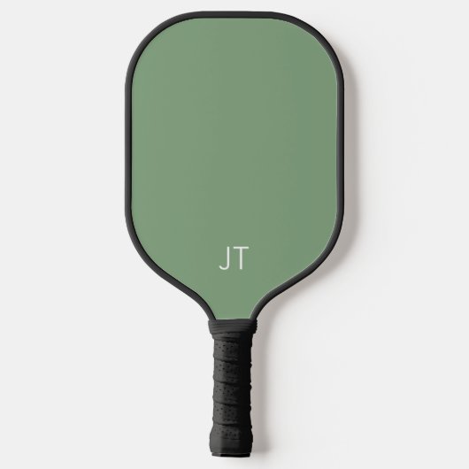 Raquette De Pickleball Initiales simples Monogrammes Vert (Verso)