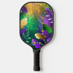 Raquette De Pickleball Iridescente mardi gras arrière - plan avec perles