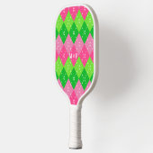 Raquette De Pickleball Jacquard rose et vert avec piqûres blanches (Gauche)