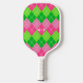 Raquette De Pickleball Jacquard rose et vert avec piqûres blanches (Verso)