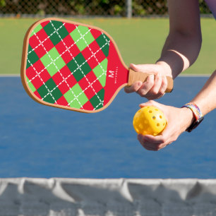Raquette De Pickleball Jacquard vert rouge Diamants Motif Monogramme
