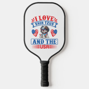 Raquette De Pickleball J'aime Shih Tzus et les USA