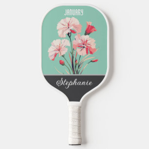 Raquette De Pickleball Janvier Fleur de naissance Nom personnalisé