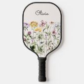 Raquette De Pickleball Jardin Fleur sauvage de l'aquarelle monogramme (Recto)