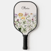 Raquette De Pickleball Jardin Fleur sauvage de l'aquarelle monogramme (Verso)