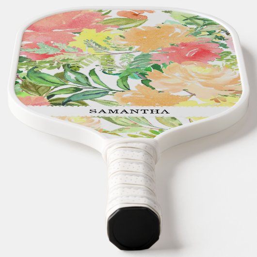 Raquette De Pickleball Jardin fleuri aux tons pastel doux et terrestre (Poser)