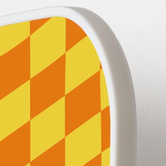 Raquette De Pickleball Jaune Orange Checkboard À damiers Checkpoint (Détail gauche)