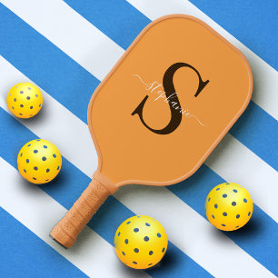 Raquette De Pickleball Jaune Oro Monogramme Premier nom initial Simple