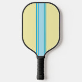 Raquette De Pickleball Jaune rétro et bleu ciel rayé - Monogramme (Verso)